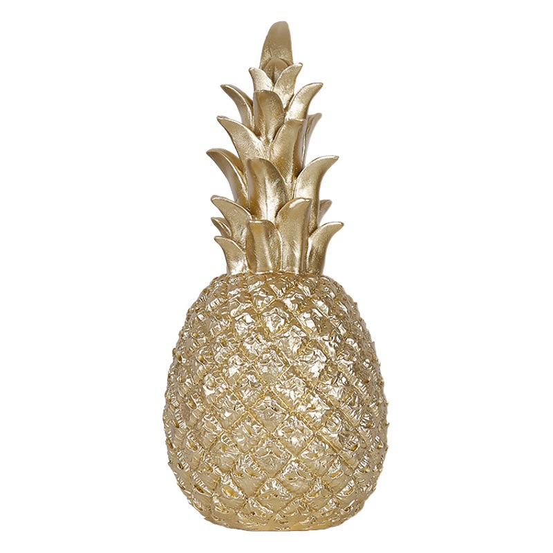 Figura de piña dorada de resina, estilo nórdico, decoración