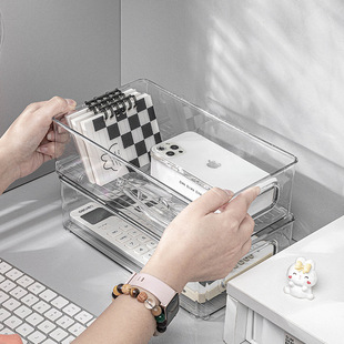 Desktop transparent acrylic storage basket Transparent drawer partition storage box Separated cosmetics storage rack