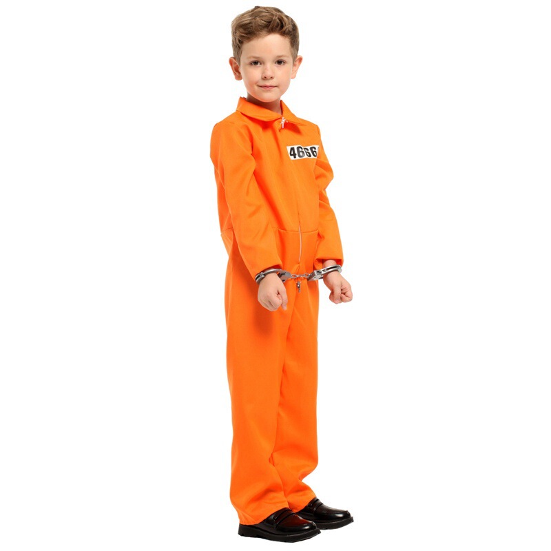 Halloween Fancy Dress Costume cosplay Stage Costume Child Male Prisoner Prisoner Costume Performance Costume B0220