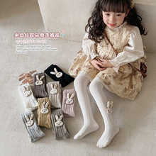 2024春季女童连裤袜打底裤薄款韩版外穿可爱兔子纯色女孩高腰裤袜