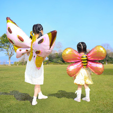 蝴蝶翅膀背饰 公园摆摊铝膜气球天使羽毛蓬蓬裙 儿童发光表演道具