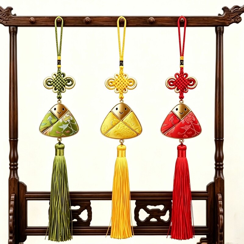 New Chinese-Style Intangible Cultural Heritage Song Brocade Accessories, Dragon Boat Festival Zongzi DIY Material Kit, Finished Pendant, Traditional Chinese Style Jewelry Base