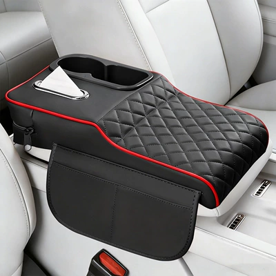Car Thickened Heightening Pad, Car – Armrest box pad - colorful-cup-diamond-style-black-and-red