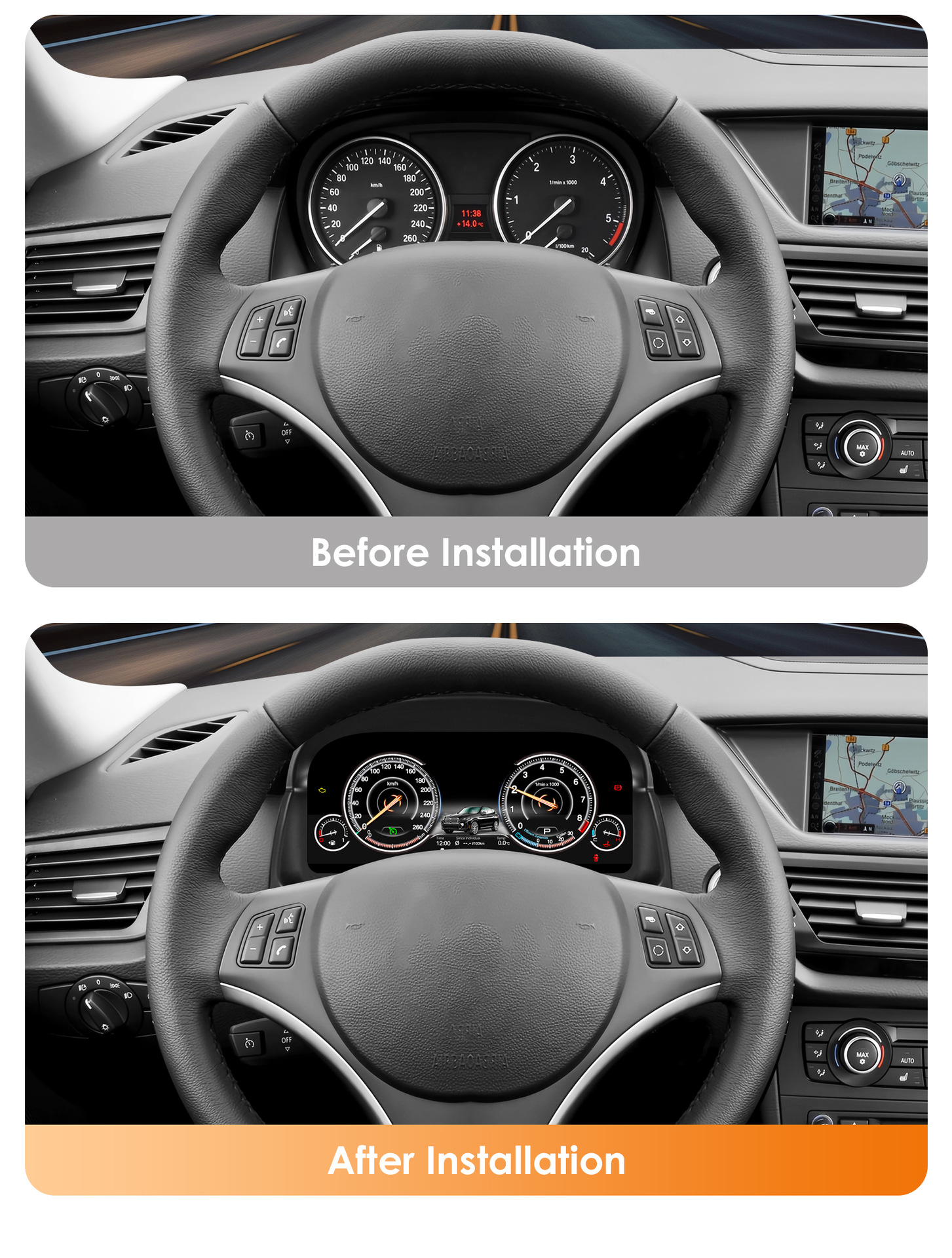 12.3-inch dashboard suitable for BMW X1, E84 car modification, new model smart large-screen full-LCD car dashboard