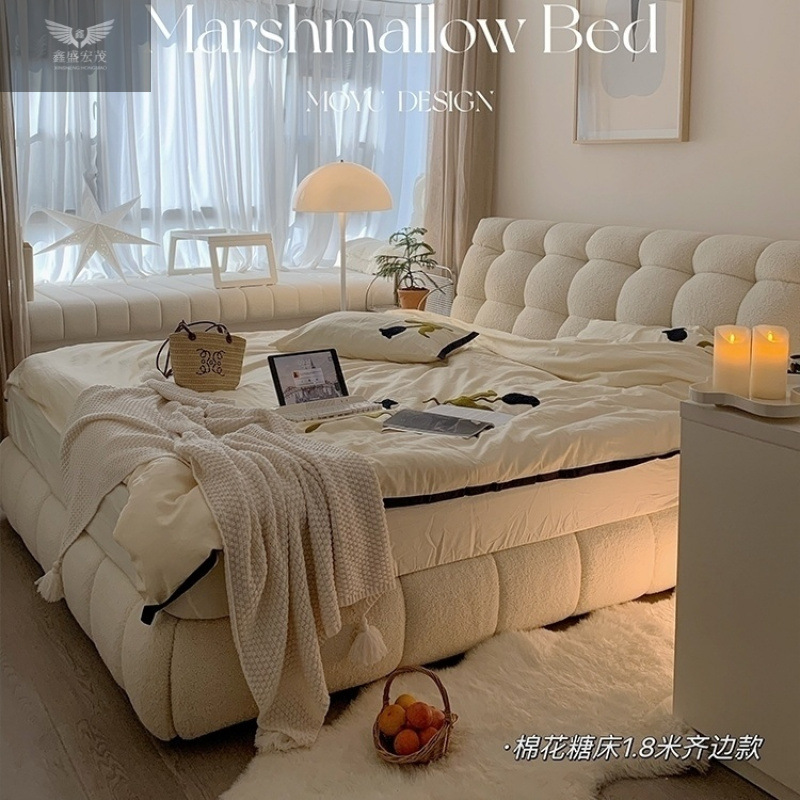 Nueva cama de tela de algodón rojo francés crema de viento doble 1.8x2m cama de soporte doble