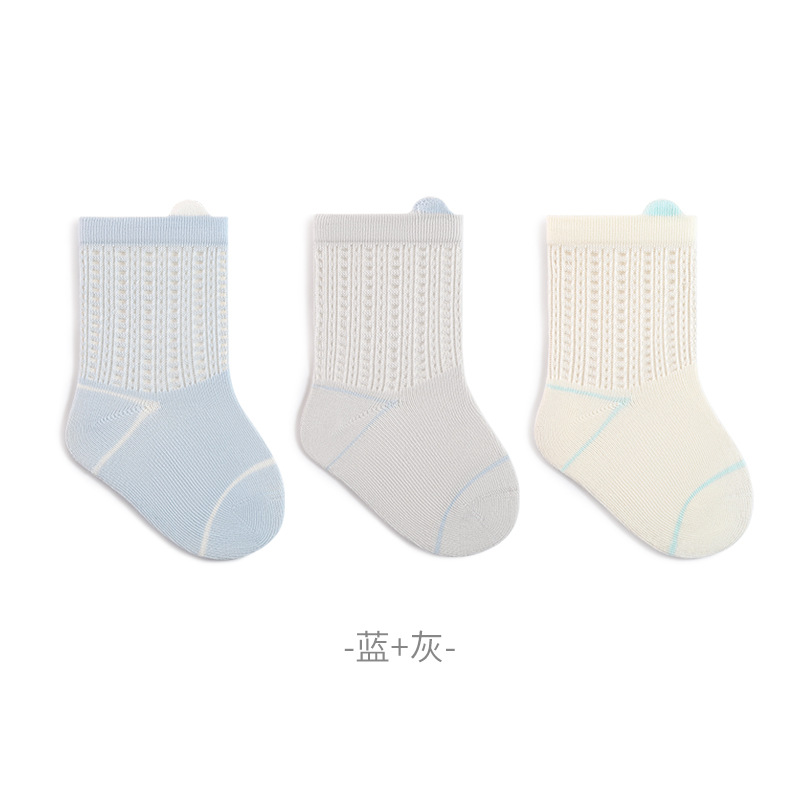 Calcetines para bebés recién nacidos, calcetines de algodón de malla ultrafina de verano 0 - 3 para bebés recién nacidos, clase A sin hueso, no estrangular las piernas