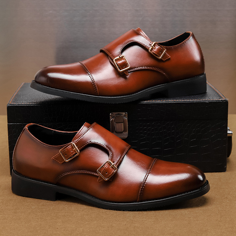 Transfronterizo tamaño 47 48 perezoso un pedaleo puntual zapatos de cuero casuales de hebilla baja zapatos de moda zapatos de moda