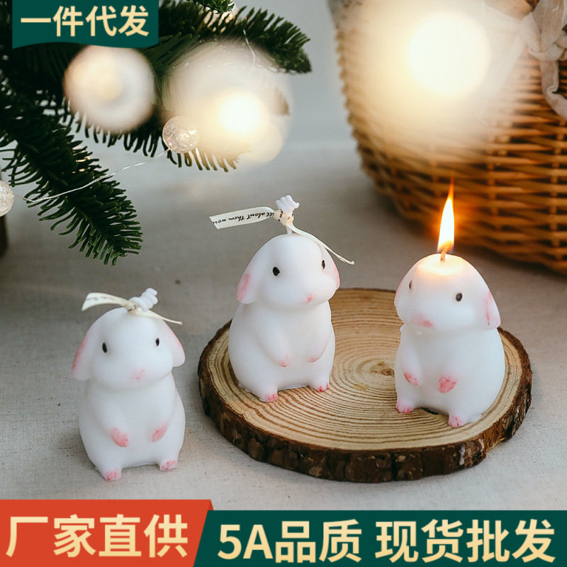 Festival del Medio Otoño Conejito Vela de aromaterapia Vela Atmósfera Regalo de mano Cumpleaños Linda Vela de simulación transfronteriza