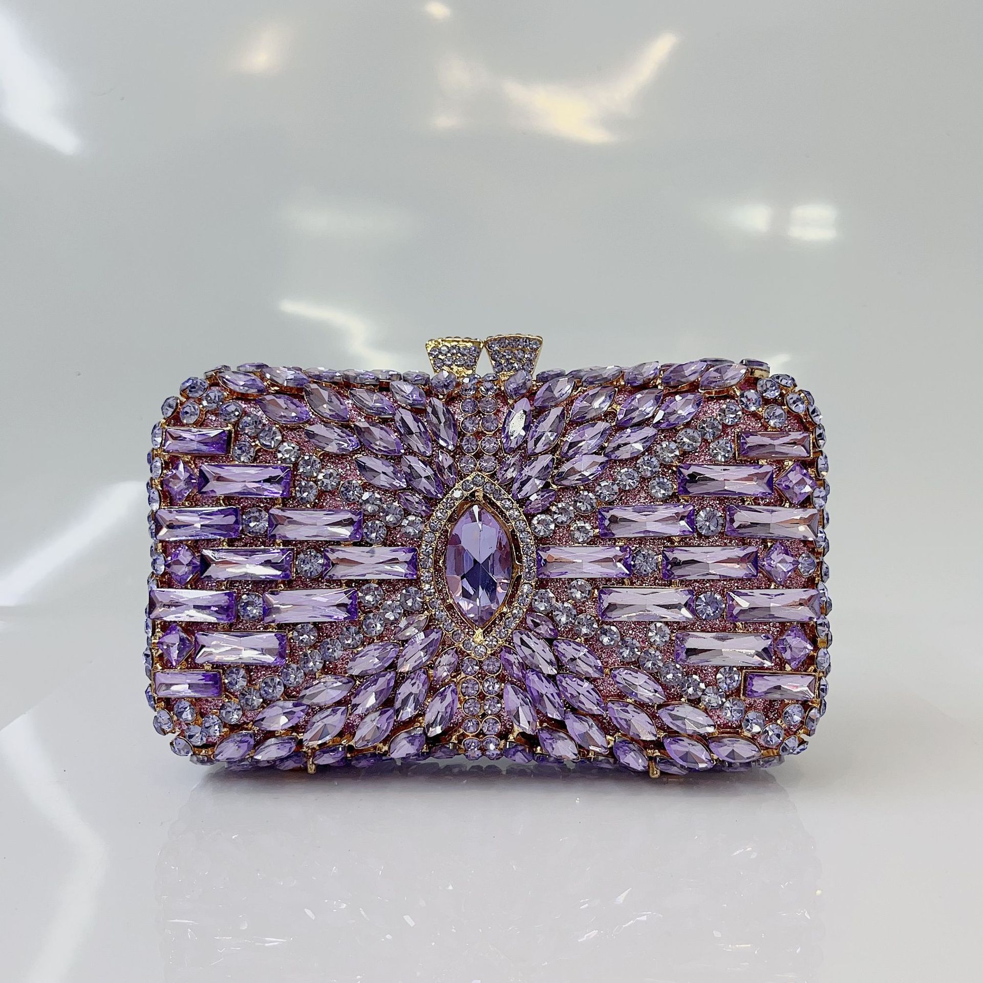 Nuevo bolso de cena de diamantes, caja metálica vacía, bolso de diamantes de mano de mujer, bolso de piedra de Rin