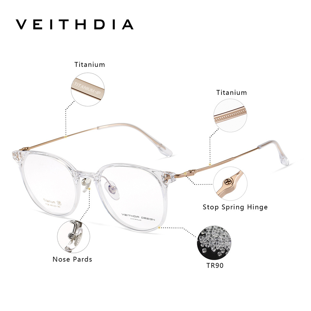 Pies de titanio puro ligero, marco de espejo de miopía óptica retro, marco de ojo para hombres y mujeres, puede estar equipado con stock de grado 7126