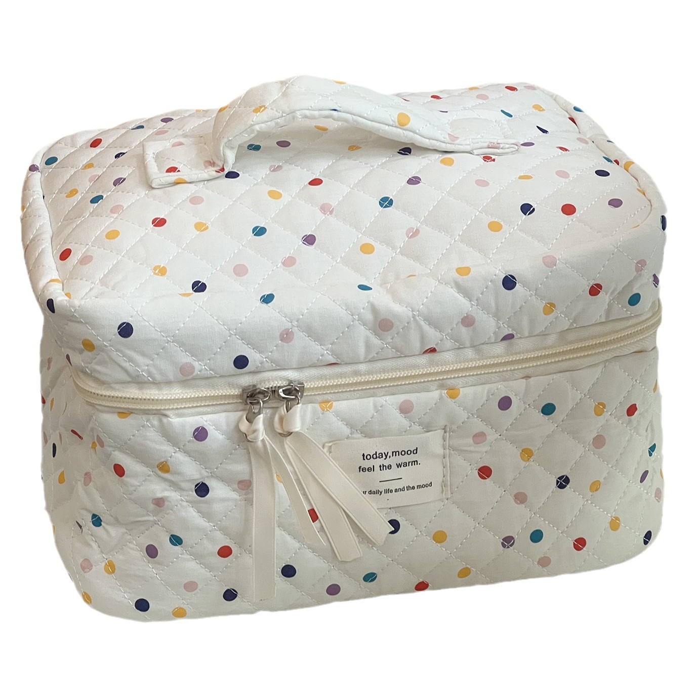 Colorido lunares bolsa de cosméticos bolsa de almacenamiento de algodón estudiante femenino Portátil Bolsa de embrague de gran capacidad bolsa de viaje acolchada