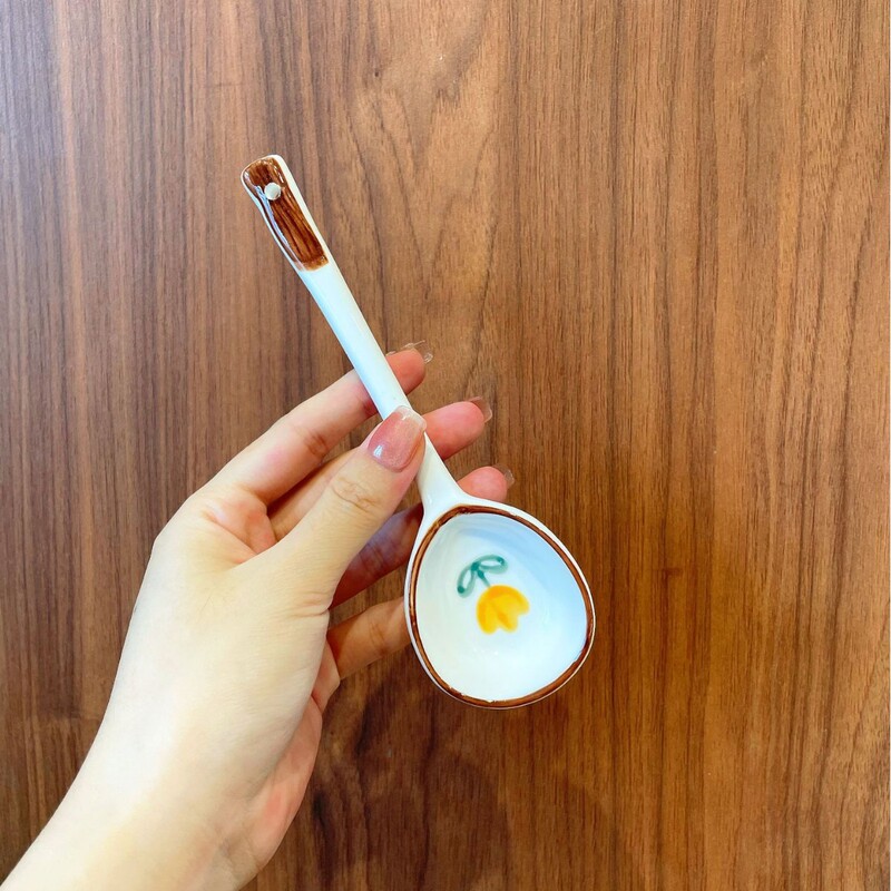 Ins风少女心かわいいセラミックスプーン家庭用赤ちゃんお食事スプーン高颜値デザートスプーンヨーグルトオート麦スプーン|undefined