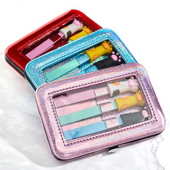 眉夾彩色不鏽鋼鑷子假睫毛工具拔鬍子套裝貓咪跨境夾子彩妝