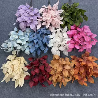 仿真新款 把束玫瑰叶 婚庆婚礼堂打底花排路引装饰叶 工程绿植叶