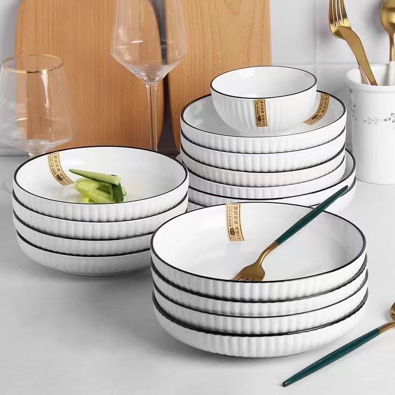 Japanese-Style Ceramic Dish for Home Use, Trendy and Aesthetically Pleasing, Thickened Deep Plate for Serving Dishes and Stir-Fries Japanese-Style Ceramic Dish for Home Use, Trendy and Aesthetically Pleasing, Thickened Deep Plate for Serving Dishes and Stir-Fries
