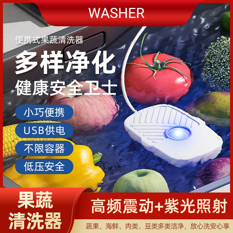 Cross-Border Fruit and Vegetable Cleaner High Frequency Vibration Clothes Washing Machine USB Portable Fruit and Vegetable Purifier