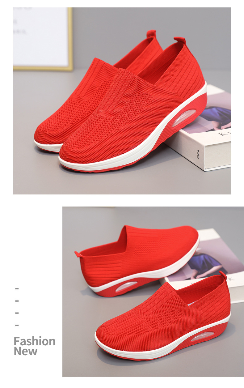Women's New Spring Autumn Models, Fly-knit Mesh Slip-on Socks, Thick-soled Casual Shoes, Breathable And Lightweight_vogvips.com
