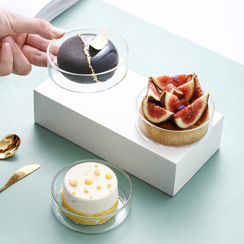 迷你玻璃碟 ins风托盘蛋糕碟子点心盘甜品盘慕斯西点盘子糕点展示