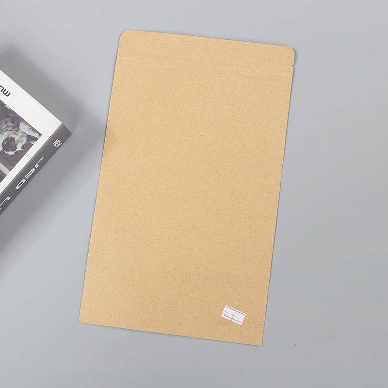 Spot bolsa de papel kraft con ventana transparente bolsa de embalaje de alimentos autosellada autoportante bolsa de té sellada de ocho lados fácil de rasgar