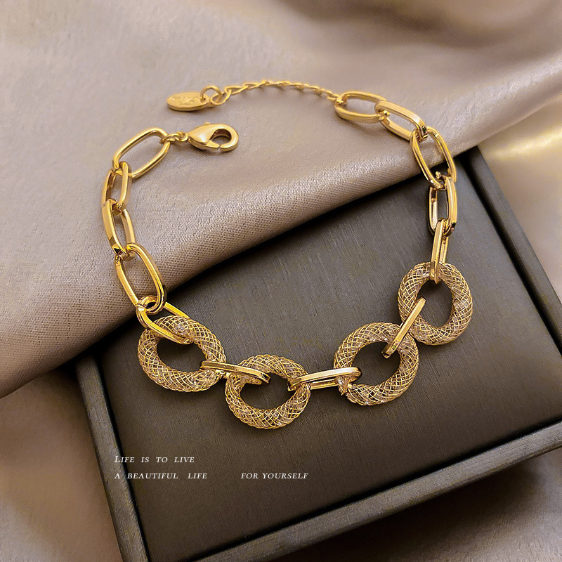 Korean crystal mesh chain bracelet metal...