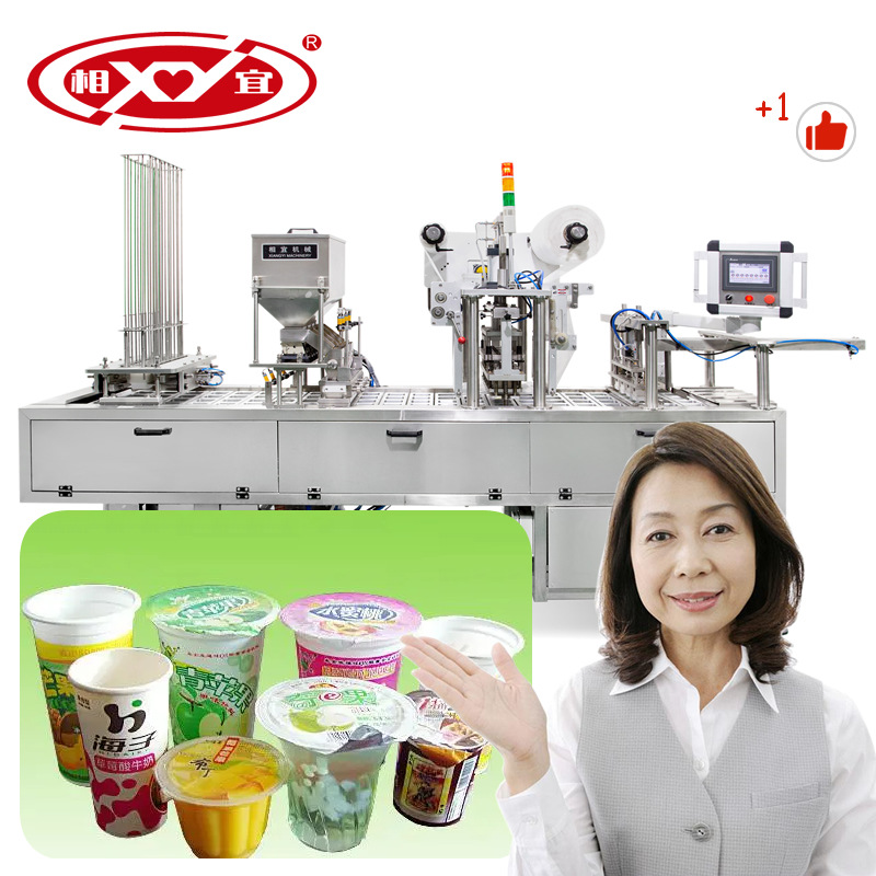 上海相宜机械 30克铝杯辣椒酱灌装封口机 果冻自立袋液体灌装机