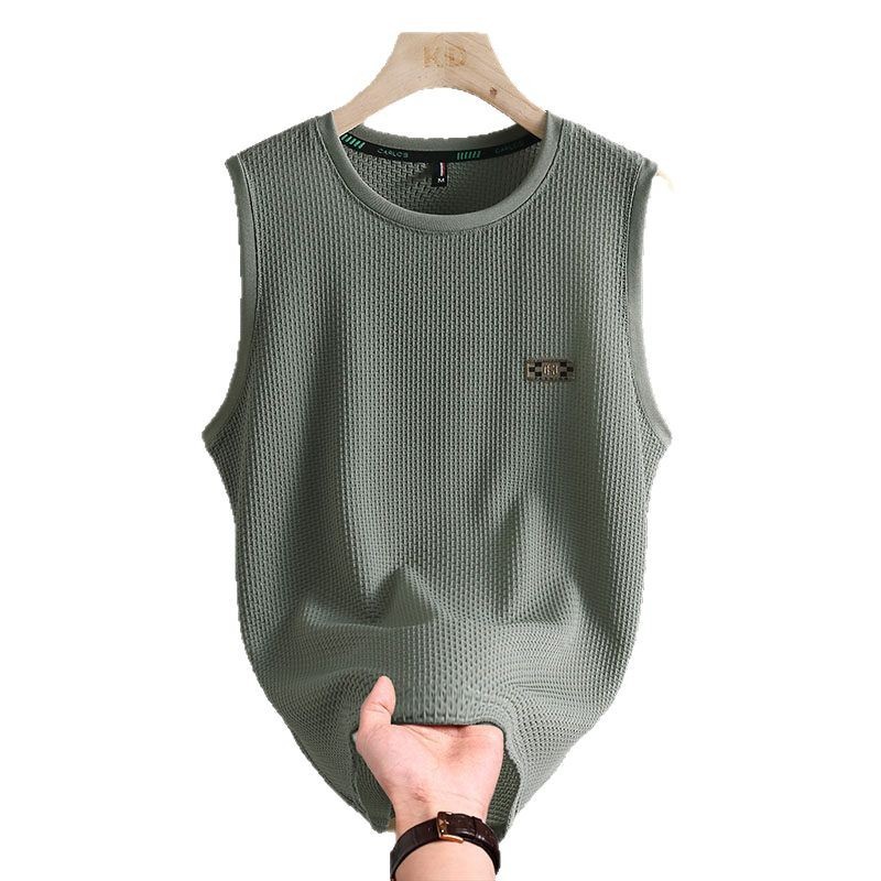 夏の男性の氷の薄いタイプの運動の通気性のベストのゆったりしている肩の袖なしのtシャツの速乾のフィットネス|undefined