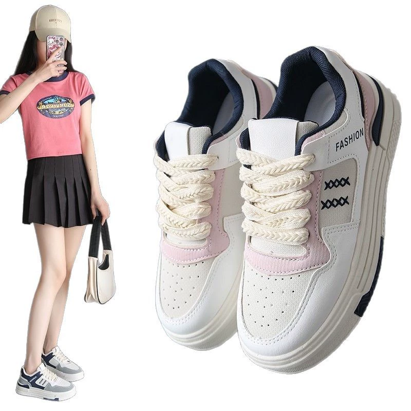 White shoes, summer footwear, genuine universal sports shoes for leisure platform, soft sole