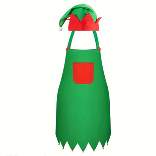 Christmas Green Home Party Decoration Green Furry Monster Costume Christmas Clown Skirt Elf Apron Cross-Border Hot Sale