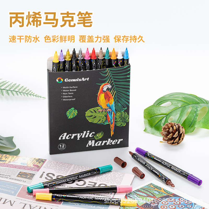 Double-Headed Acrylic Marker Pen for Children, Watercolor Pen Refill, Stackable Marker Pen for Primary School Students' Art Painting