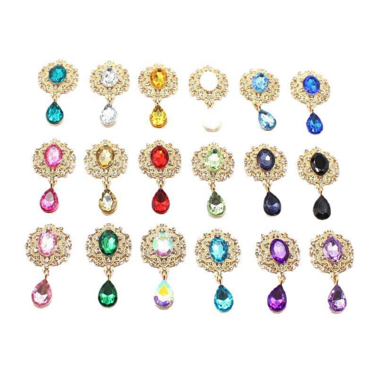 25*46mm Water Drop Alloy Flower Plate Rhinestone Button Jewelry DIY Accessories Dining Table Creative Japanese and Korean Style
