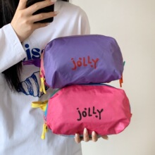 Jolly三层洗漱包新款多巴胺外出便携化妆包大容量拼接撞色手提包
