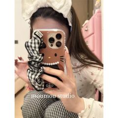 ins风黑格纹腕带适用iPhone17PROMAX手机壳新款16/15/14/13小众12