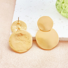 跨境时尚简约圆形耳坠光面不规则分体圆形耳饰百搭精美耳钉