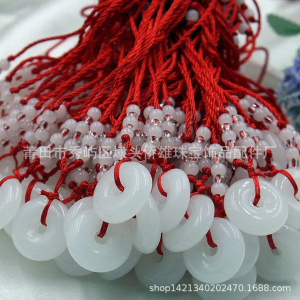 Imitation Jade safe buckle stall supply Temple exhibition gift safe buckle pendant glass imitation White Jade safe buckle manufacturers