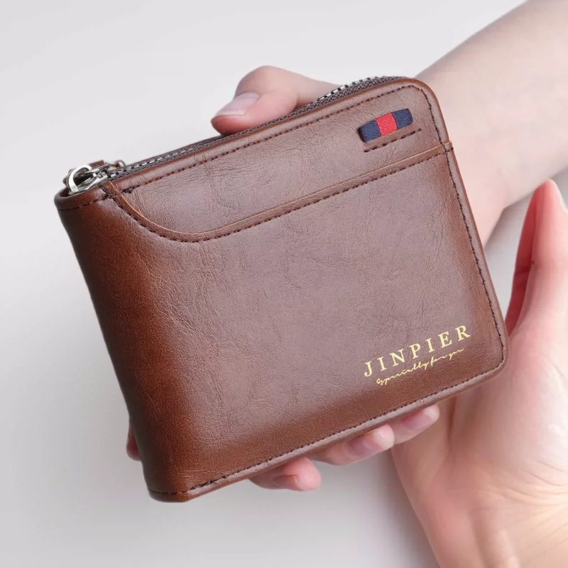 2026 New Men's Wallet Retro Simple Patchwork Zipper Purse Coin Purse Men's Short Wallet Money Clip Wallet