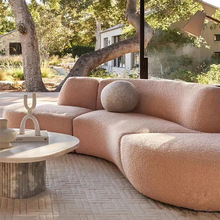 优雅S曲线圆弧形泰迪绒圈圈绒布艺沙发 轻法式羊羔毛Beaufor沙发