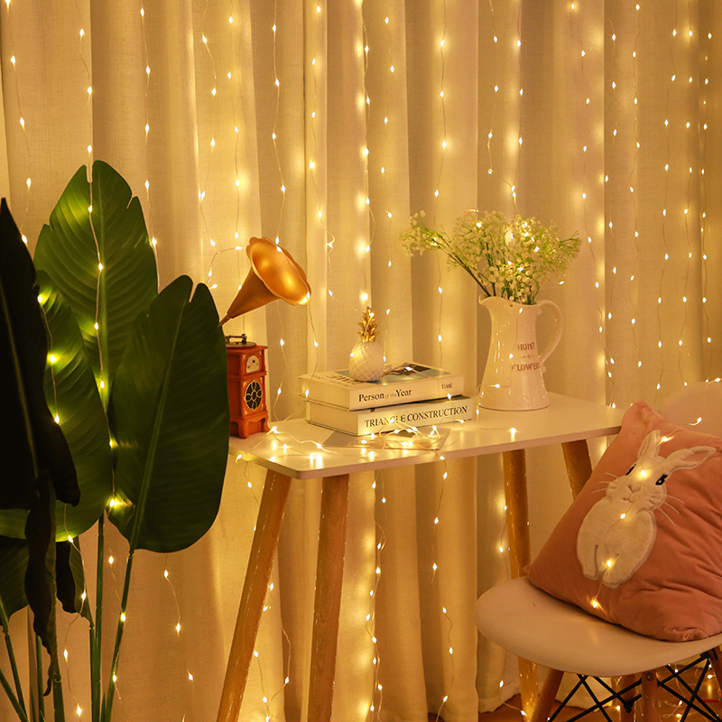 Nueva línea de cuero impermeable cortina Cadena de luz USB control remoto plug-in habitación diseño vacaciones decoración de Navidad Cadena de luz luces de colores