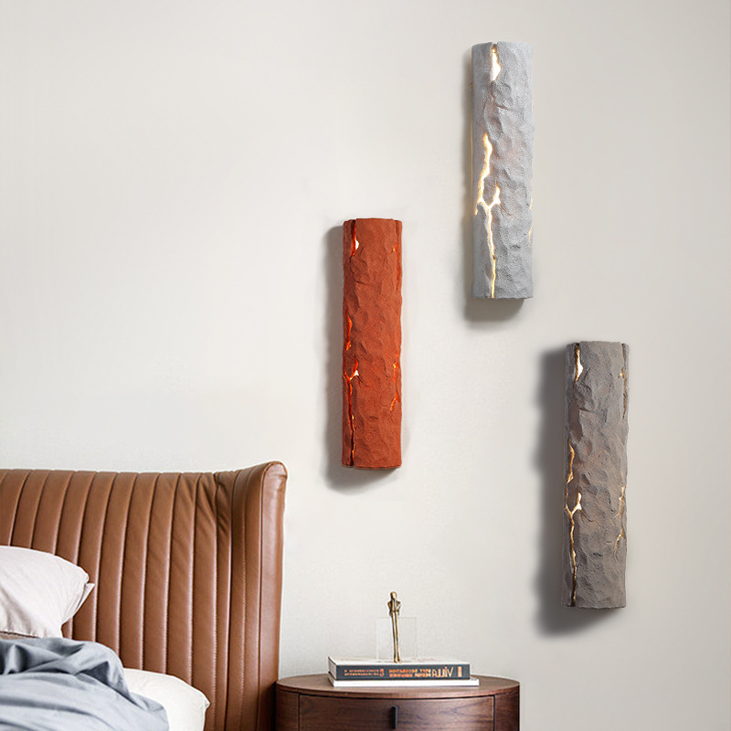 Lámpara de pared de cabezal de cama dormitorio nórdico viento silencioso red atmósfera de vivienda roja luces decorativas creativas al aire libre lámparas impermeables 522L