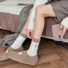 远润家撞色堆堆袜拼色女装饰小纽扣韩东大门jk潮袜中筒学生袜子