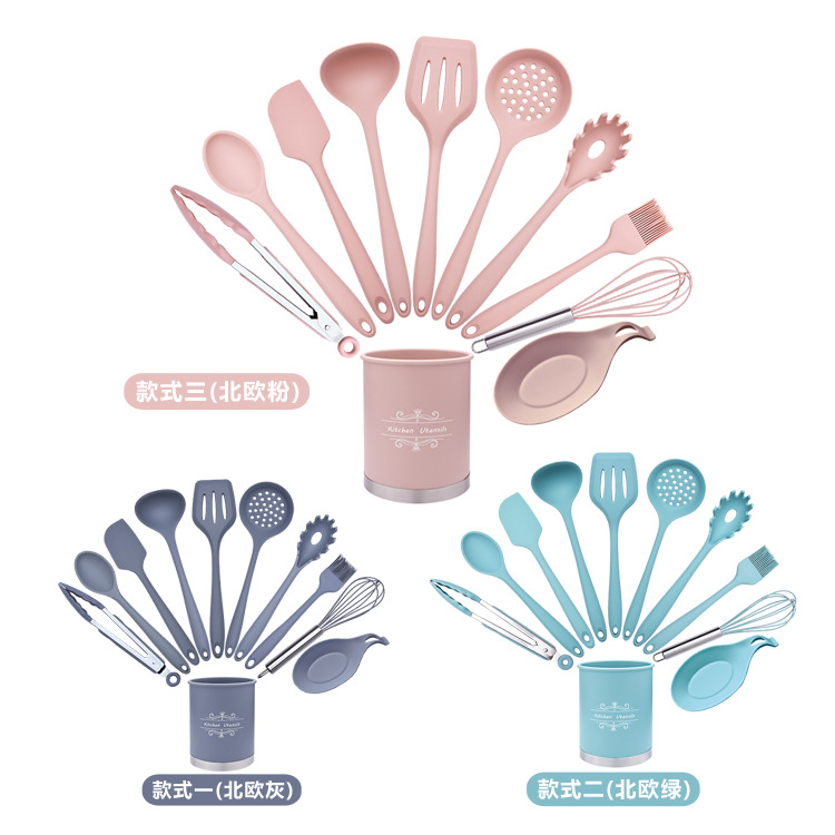 Silicone kitchen utensils 11-piece set non-stick cooking spatula soup spoon kitchen household tools spatula factory direct sale