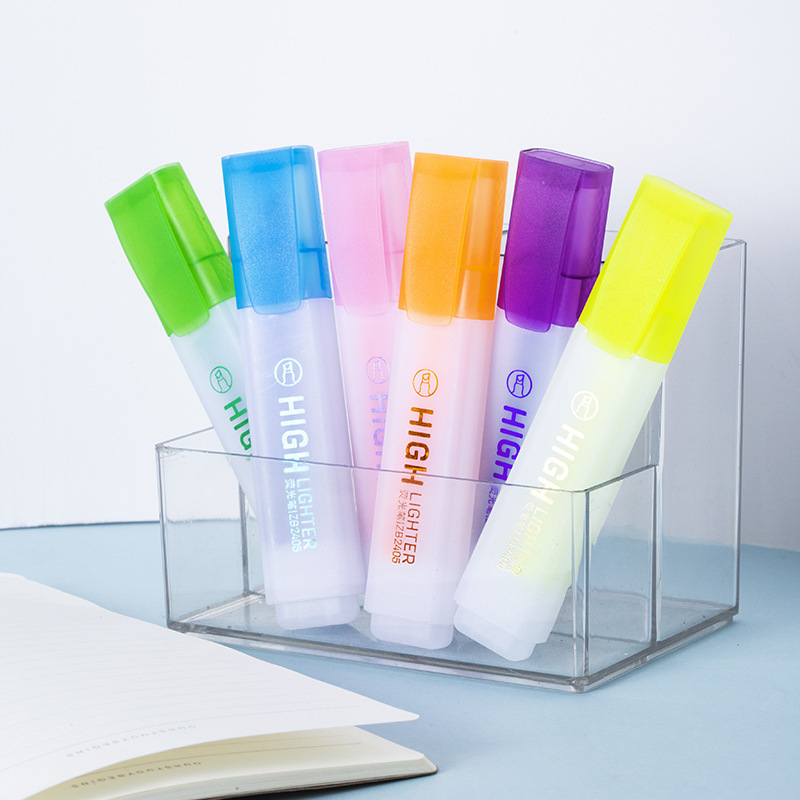 Highlighter Student Marker Color Marker Mark Key Pen Macaron Color Oblique Head for Hand Account Notes Large Capacity