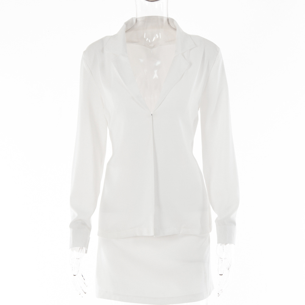 Nuovo abito estivo in tinta unita da donna sexy OL maturo hot girl cardigan con bottoni e gonna a vita alta_voghion.com