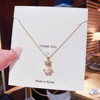 Small design necklace from pearl, golden chain for key bag  stainless steel, 2022 collection, with little bears, light luxury style