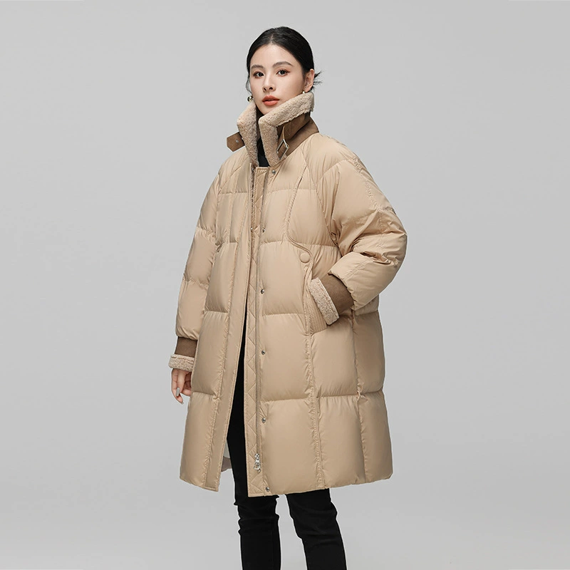 Женская пуховая куртка премиум-класса, новая зимняя модель в корейском стиле, средней длины, 90% утиный пух, теплая, женская одежда, оптом из Пинху.