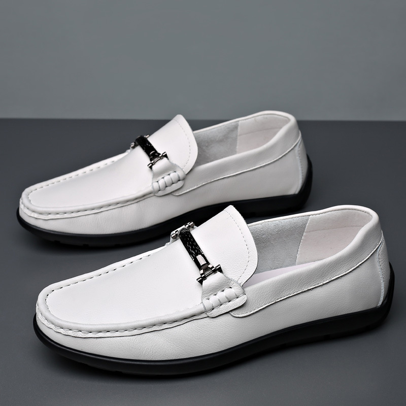 Primavera primera capa de piel de vaca de los hombres zapatos casuales de cuero suave blanco zapatos blancos zapatos de cuero europeos zapatos de los hombres