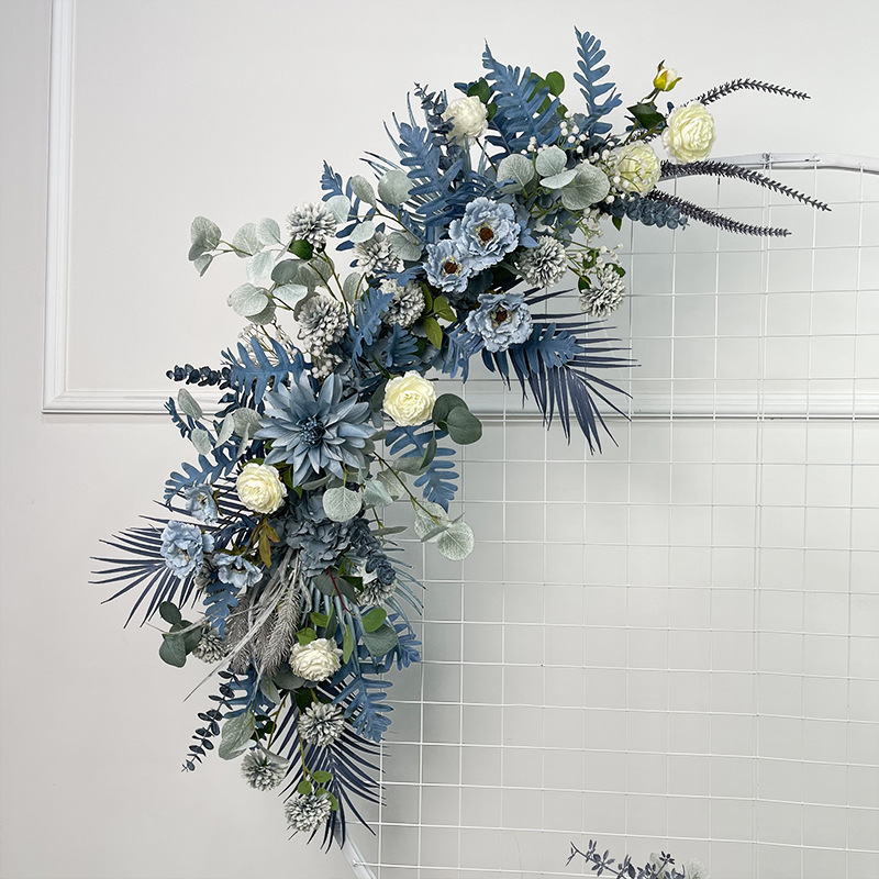 El comercio exterior de la boda flor artificial piso de la boda flor de seda apoyos de la flor de eucalipto flor artificial fila accesorios de la boda floral