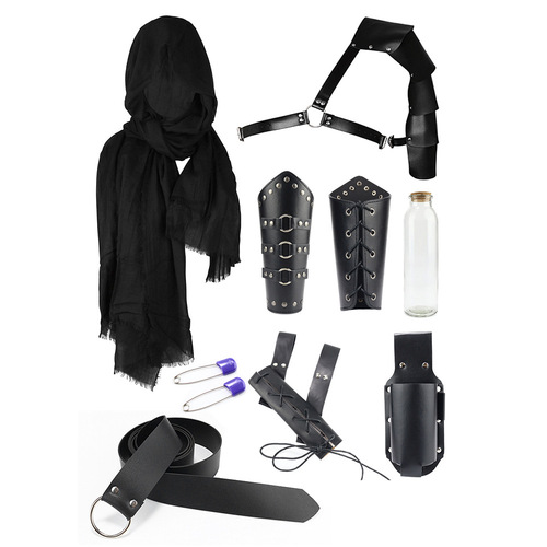 Halloween Carnival Accessories Set Medieval Knight Belt Wristguards Shoulders Scabbard Viking Cosplay Props