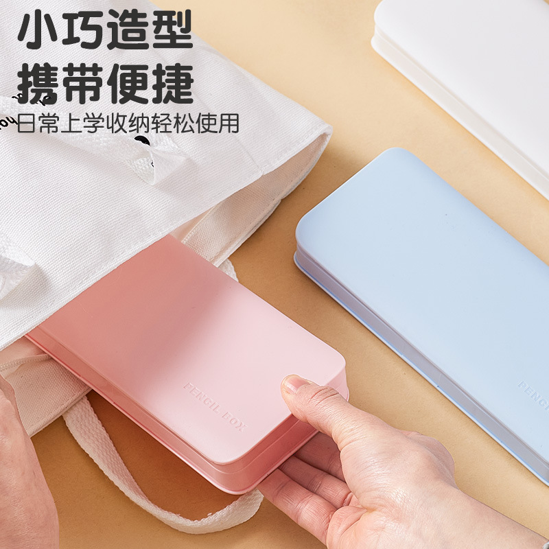 Caja de papelería, caja de lápiz de una sola capa, caja de lápiz portátil simple de gran capacidad, logotipo de impresión para regalos publicitarios