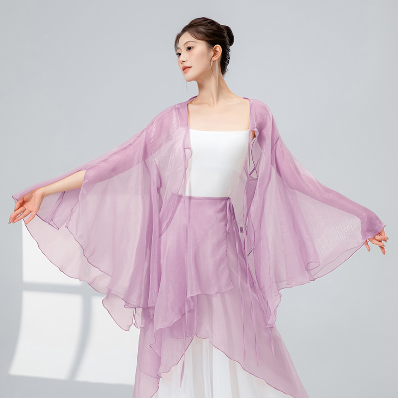 女性用クラシックダンス服、新しいゆったりとした妖精のようなエレガントなアウターシェード、中国風のステージ服、パフォーマンスモダンダンス服|undefined