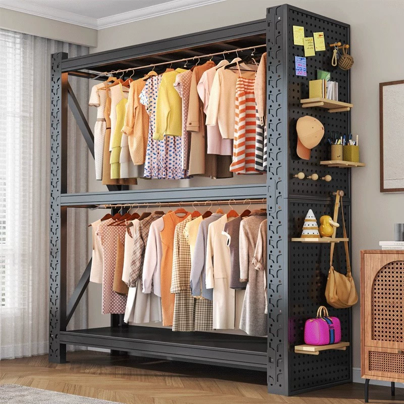 Гардеробный шкаф полки простой вешалка для сборки спальни Гардеробная полка пол многослойная угловая стальная вешалка